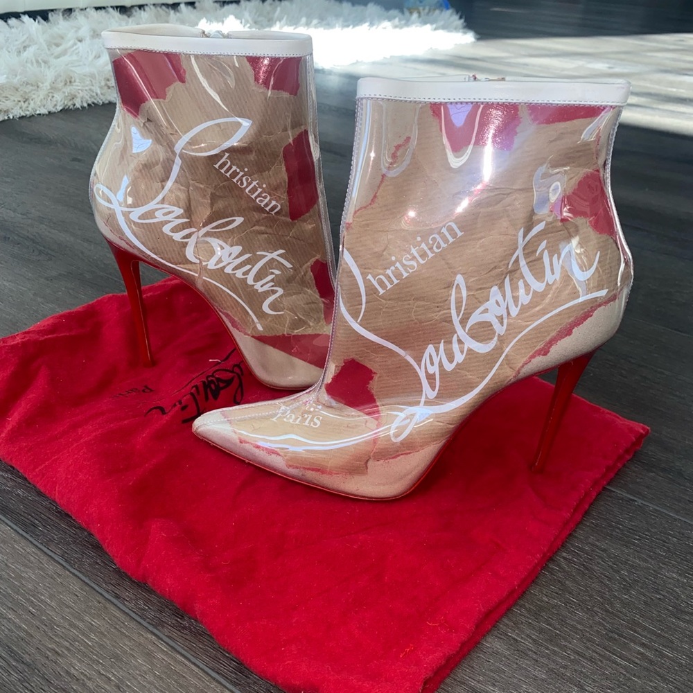 Christian Loubtions brown logo boots